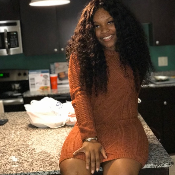 orange sweater dress. - Picture 2 of 2